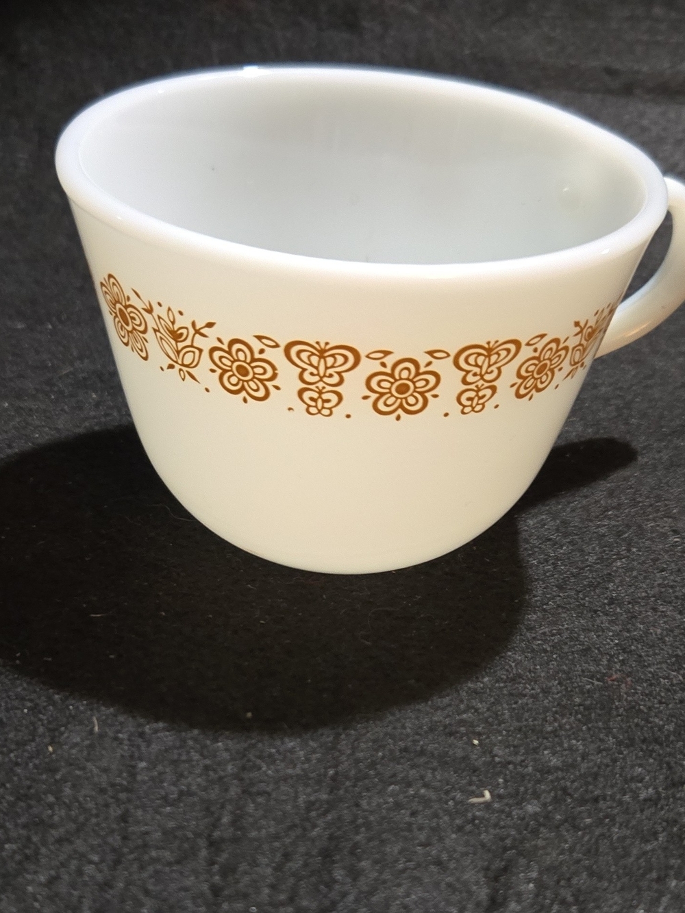 Pyrex White Mug with Brown Floral Band